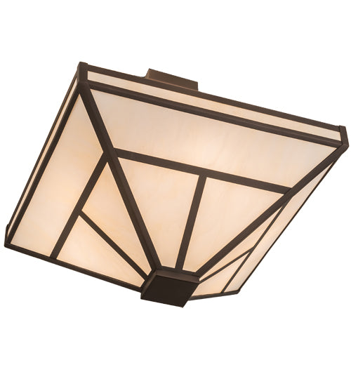 Meyda Lighting "T Mission" 34" 8-Light Mahogany Bronze Semi-flush Mount Light With Beige Shade