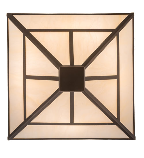 Meyda Lighting "T Mission" 34" 8-Light Mahogany Bronze Semi-flush Mount Light With Beige Shade