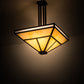 Meyda Lighting T Mission 34" 8-Light Rust Nail Semi-flush Mount Light With Beige & Frosted Seeded Shade Glass
