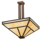 Meyda Lighting T Mission 34" 8-Light Rust Nail Semi-flush Mount Light With Beige & Frosted Seeded Shade Glass