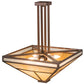 Meyda Lighting T Mission 34" 8-Light Rust Nail Semi-flush Mount Light With Beige & Frosted Seeded Shade Glass