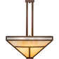 Meyda Lighting T Mission 34" 8-Light Rust Nail Semi-flush Mount Light With Beige & Frosted Seeded Shade Glass