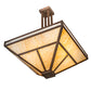 Meyda Lighting T Mission 34" 8-Light Rust Nail Semi-flush Mount Light With Beige & Frosted Seeded Shade Glass