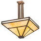 Meyda Lighting T Mission 34" 8-Light Rust Nail Semi-flush Mount Light With Beige & Frosted Seeded Shade Glass