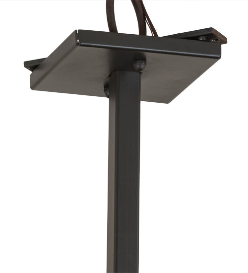Meyda Lighting T Mission 35" 6-Light Timeless Bronze Pendant Light With Beige Botticino Idalight Shade Glass