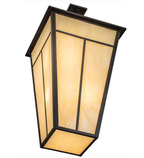 Meyda Lighting T Mission 35" 6-Light Timeless Bronze Pendant Light With Beige Botticino Idalight Shade Glass