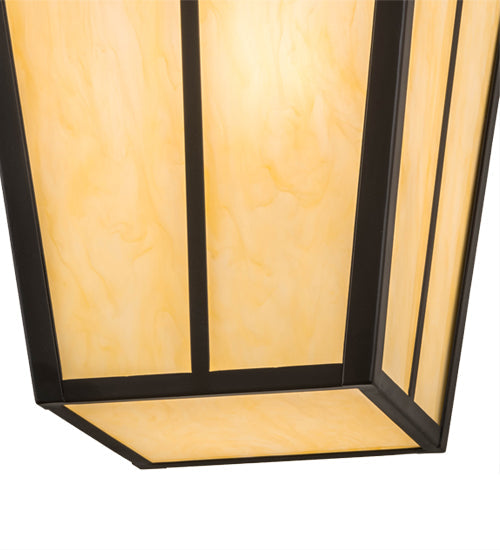 Meyda Lighting T Mission 35" 6-Light Timeless Bronze Pendant Light With Beige Botticino Idalight Shade Glass