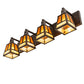 Meyda Lighting "T" Mission 36" 4-Light Craftsman Brown Vanity Light With Amber Mica & Beige Art Shade Glass