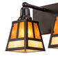 Meyda Lighting "T" Mission 36" 4-Light Craftsman Brown Vanity Light With Amber Mica & Beige Art Shade Glass
