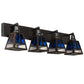 Meyda Lighting "T" Mission" 36" 4-Light Craftsman Brown Vanity Light With Blue & Clear Seeded Shade Glass