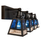 Meyda Lighting "T" Mission" 36" 4-Light Craftsman Brown Vanity Light With Blue & Clear Seeded Shade Glass