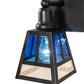 Meyda Lighting "T" Mission" 36" 4-Light Craftsman Brown Vanity Light With Blue & Clear Seeded Shade Glass