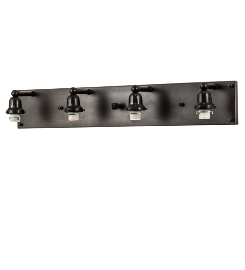 Meyda Lighting "T" Mission 36" 4-Light Craftsman Brown Vanity Light With White Shade Glass