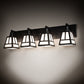 Meyda Lighting "T" Mission 36" 4-Light Craftsman Brown Vanity Light With White Shade Glass