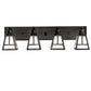Meyda Lighting "T" Mission 36" 4-Light Craftsman Brown Vanity Light With White Shade Glass