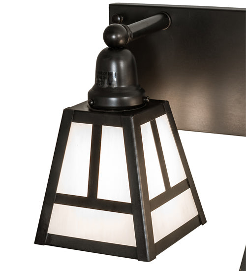 Meyda Lighting "T" Mission 36" 4-Light Craftsman Brown Vanity Light With White Shade Glass