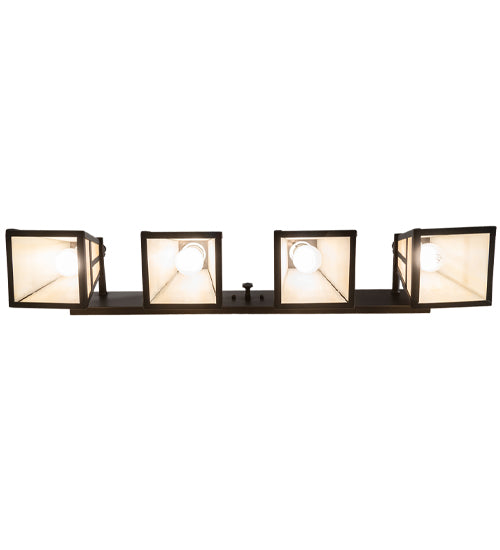 Meyda Lighting "T Mission" 36" 4-Light Solar Black Vanity Bar Light With Beige Sahara Taupe Idalight Shade