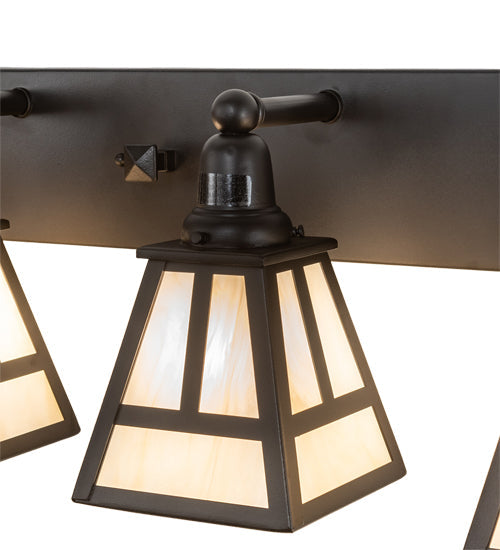 Meyda Lighting "T Mission" 36" 4-Light Solar Black Vanity Bar Light With Beige Sahara Taupe Idalight Shade