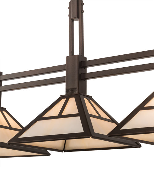 Meyda Lighting "T Mission" 40" 3-Light Mahogany Bronze Island Pendant Light With Creme Carrare Idalight Shade Glass