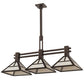 Meyda Lighting "T Mission" 40" 3-Light Mahogany Bronze Island Pendant Light With Creme Carrare Idalight Shade Glass