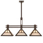 Meyda Lighting "T Mission" 40" 3-Light Mahogany Bronze Island Pendant Light With Creme Carrare Idalight Shade Glass