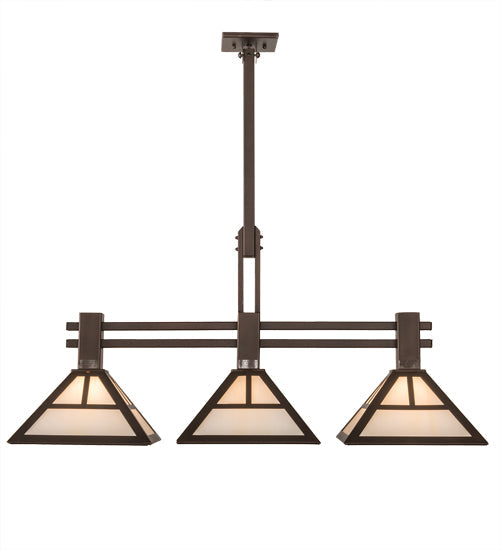 Meyda Lighting "T Mission" 40" 3-Light Mahogany Bronze Island Pendant Light With Creme Carrare Idalight Shade Glass