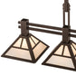 Meyda Lighting "T Mission" 40" 3-Light Mahogany Bronze Island Pendant Light With Creme Carrare Idalight Shade Glass
