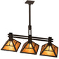 Meyda Lighting "T" Mission 40" 3-Light Oil Rubbed Bronze Island Pendant Light With Amber Mica Shade Glass
