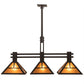 Meyda Lighting "T" Mission 40" 3-Light Oil Rubbed Bronze Island Pendant Light With Amber Mica Shade Glass