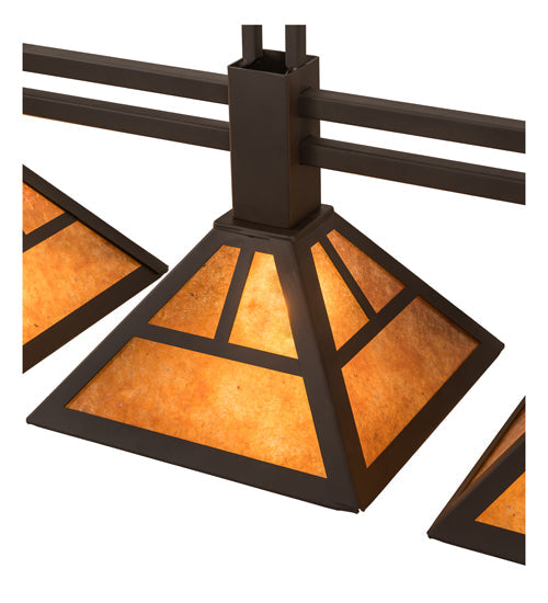 Meyda Lighting "T" Mission 40" 3-Light Oil Rubbed Bronze Island Pendant Light With Amber Mica Shade Glass