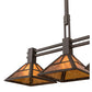 Meyda Lighting "T" Mission 40" 3-Light Oil Rubbed Bronze Island Pendant Light With Amber Mica Shade Glass