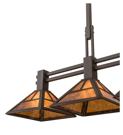 Meyda Lighting "T" Mission 40" 3-Light Oil Rubbed Bronze Island Pendant Light With Amber Mica Shade Glass
