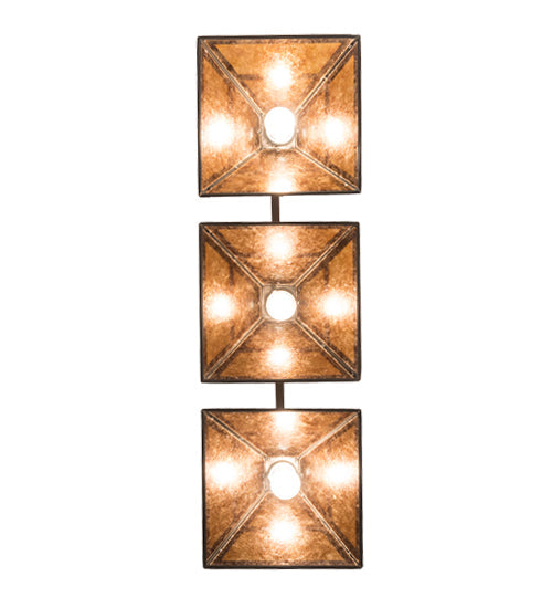 Meyda Lighting "T" Mission 40" 3-Light Oil Rubbed Bronze Island Pendant Light With Amber Mica Shade Glass