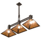 Meyda Lighting "T" Mission 40" 3-Light Oil Rubbed Bronze Island Pendant Light With Amber Mica Shade Glass