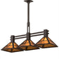Meyda Lighting "T" Mission 40" 3-Light Oil Rubbed Bronze Island Pendant Light With Amber Mica Shade Glass