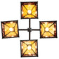 Meyda Lighting "T" Mission 42" 4-Light Craftsman Brown & Oil Rubbed Bronze Chandelier With Beige Iridescent & Burgundy Baroque Shade Glass