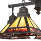 Meyda Lighting "T" Mission 42" 4-Light Craftsman Brown & Oil Rubbed Bronze Chandelier With Beige Iridescent & Burgundy Baroque Shade Glass