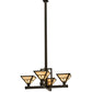 Meyda Lighting "T Mission" 42" 4-Light Timeless Bronze Inverted Pendant Light With Beige Sahara Taupe Idalight Shade Glass