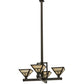 Meyda Lighting "T Mission" 42" 4-Light Timeless Bronze Inverted Pendant Light With Beige Sahara Taupe Idalight Shade Glass