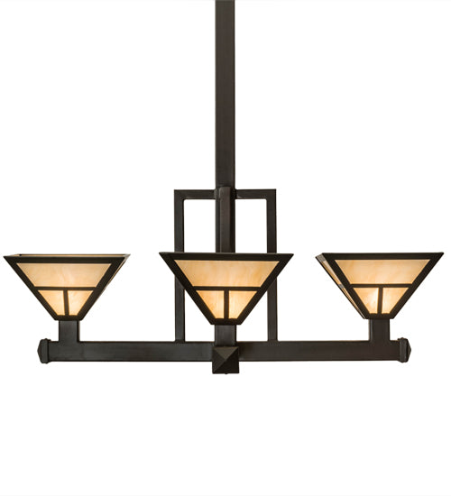 Meyda Lighting "T Mission" 42" 4-Light Timeless Bronze Inverted Pendant Light With Beige Sahara Taupe Idalight Shade Glass