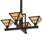 Meyda Lighting "T Mission" 42" 4-Light Timeless Bronze Inverted Pendant Light With Beige Sahara Taupe Idalight Shade Glass