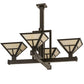 Meyda Lighting "T Mission" 42" 4-Light Timeless Bronze Inverted Pendant Light With Beige Sahara Taupe Idalight Shade Glass