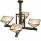 Meyda Lighting "T Mission" 42" 4-Light Timeless Bronze Inverted Pendant Light With Beige Sahara Taupe Idalight Shade Glass