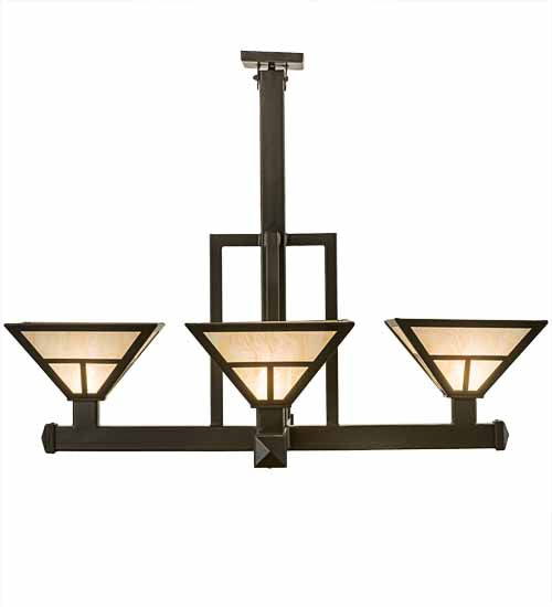 Meyda Lighting "T Mission" 42" 4-Light Timeless Bronze Inverted Pendant Light With Beige Sahara Taupe Idalight Shade Glass