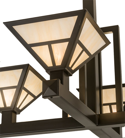 Meyda Lighting "T Mission" 42" 4-Light Timeless Bronze Inverted Pendant Light With Beige Sahara Taupe Idalight Shade Glass
