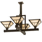 Meyda Lighting "T Mission" 42" 4-Light Timeless Bronze Inverted Pendant Light With Beige Sahara Taupe Idalight Shade Glass