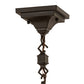 Meyda Lighting "T Mission" 43" 4-Light Craftsman Brown Chandelier With Beige Iridescent & Burgundy Swirl Shade Glass
