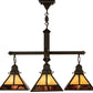 Meyda Lighting "T Mission" 43" 4-Light Craftsman Brown Chandelier With Beige Iridescent & Burgundy Swirl Shade Glass