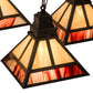 Meyda Lighting "T Mission" 43" 4-Light Craftsman Brown Chandelier With Beige Iridescent & Burgundy Swirl Shade Glass