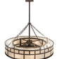 Meyda Lighting "T Mission" 45" 8-Light Mahogany Bronze Chandelier With Creme Carrare Idalight Shade Glass and Fan